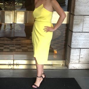 Yellow Strapless Wrap Dress